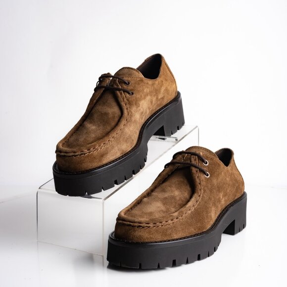 Massimo Dutti Womens Suede Moccasins Chunky Brown US 6.5 EU 37 NWD 1528/450 - Picture 1 of 10